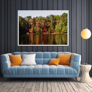 Herfstbomen van Andere kant van de rivier Perfect Poster