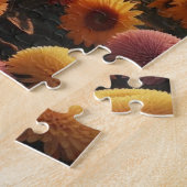 Herfstbomen/veld met chrysanten legpuzzel (Zijkant)