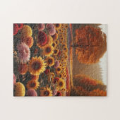 Herfstbomen/veld met chrysanten legpuzzel (Horizontaal)