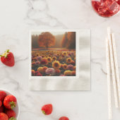 Herfstbomen/veld met chrysanten servet (Insitu)