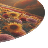 Herfstbomen/veld met chrysanten snijplank (Hoek)