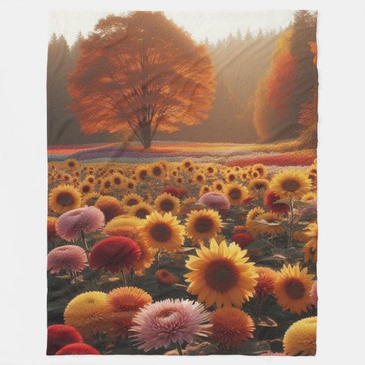 Herfstbomen/veld met mama's fleece deken (Voorkant)