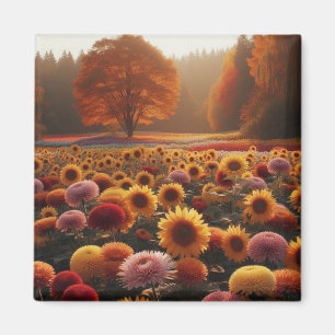 Herfstbomen/veld met mama's magneet