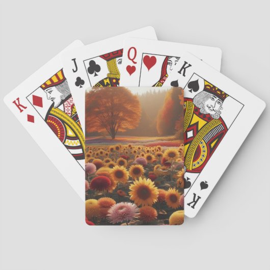Herfstbomen/veld met mama's pokerkaarten (Achterkant)