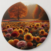 Herfstbomen/veld met mama's ronde button 6,0 cm (Voorkant)