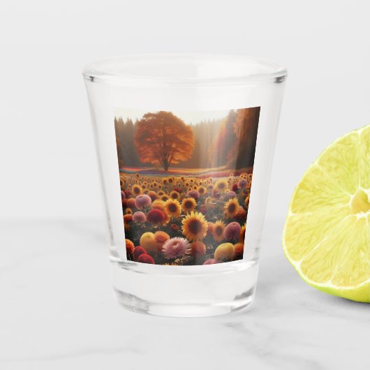 Herfstbomen/veld met mama's shot glas (Voorkant)