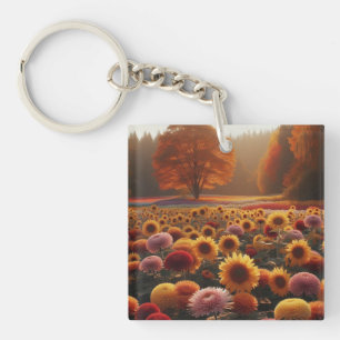 Herfstbomen/veld met mama's sleutelhanger