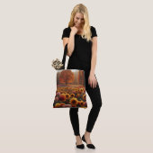 Herfstbomen/veld met mama's tote bag (Op model)