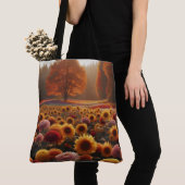 Herfstbomen/veld met mama's tote bag (Dichtbij)