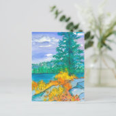Herfstbomen Waterverf Bergmeer Briefkaart (Staand voorkant)