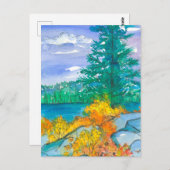 Herfstbomen Waterverf Bergmeer Briefkaart (Voorkant / Achterkant)