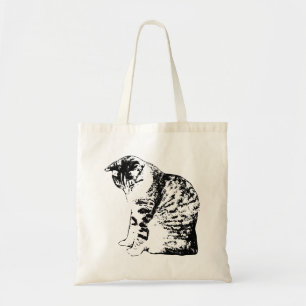 Herfstboodschappen met minimale kattenstijl tote bag