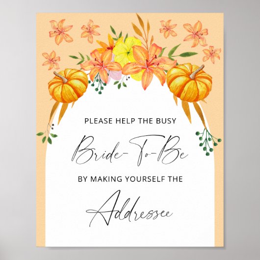 Herfstboog - help de drukke bruid Adres Poster (Voorkant)
