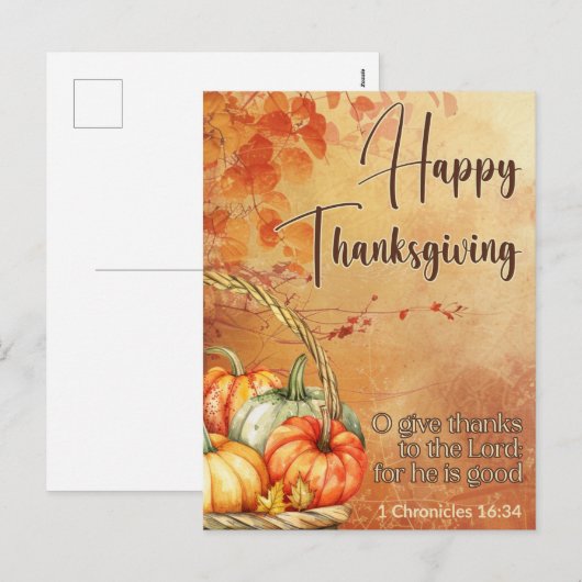 Herfstboom 1 Kronieken 16:34 Happy Thanksgiving Feestdagenkaart (Voorkant / Achterkant)