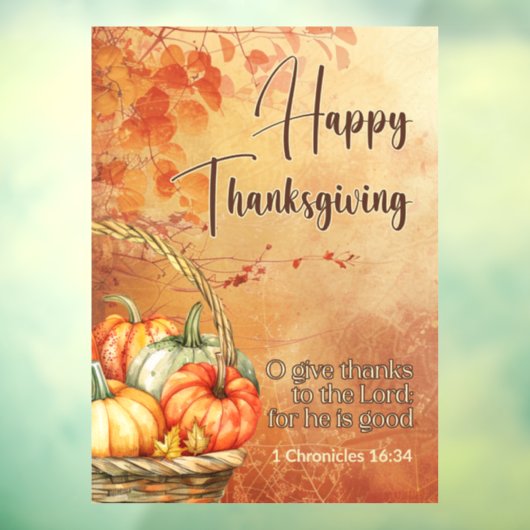 Herfstboom 1 Kronieken 16:34 Happy Thanksgiving Raamsticker (Vel 3)