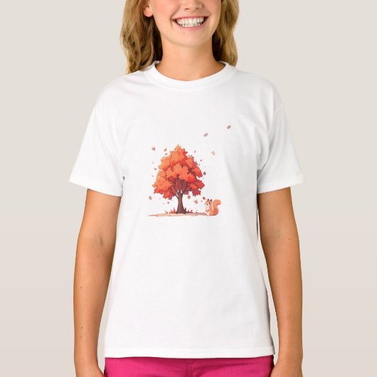 Herfstboom en eekhoorn  t-shirt (Voorkant)