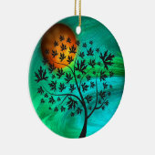 Herfstboom en oogstmaan keramisch ornament (Rechts)