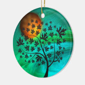 Herfstboom en oogstmolen keramisch ornament (Links)