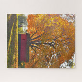 herfstboom en schuur legpuzzel (Horizontaal)