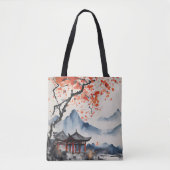 Herfstboom en tempel tote bag (Voorkant)
