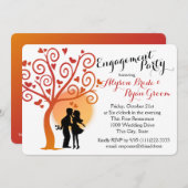 Herfstboom en Verloving paar silhouet Kaart (Voorkant / Achterkant)