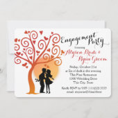 Herfstboom en Verloving paar silhouet Kaart (Voorkant)