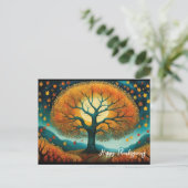 Herfstboom Fine Art Vakantie Herfst Thanksgiving Feestdagenkaart (Staand voorkant)