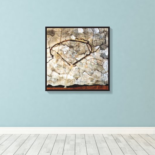 Herfstboom in beweging door Egon Schiele Canvas Afdruk (Insitu (Houten vloer))