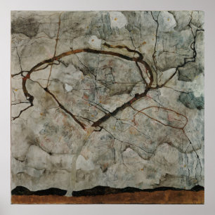 Herfstboom in beweging door Egon Schiele Poster