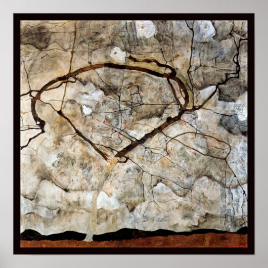Herfstboom in beweging door Egon Schiele Poster (Voorkant)