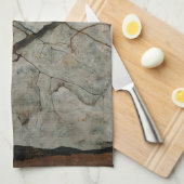 Herfstboom in beweging door Egon Schiele Theedoek (Quarter Fold)