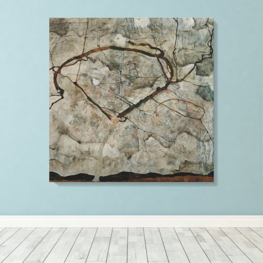 Herfstboom in beweging van Egon Schiele Canvas Afdruk (Insitu (Houten vloer))