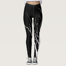Herfstboom Leggings wit op zwart
