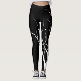 Herfstboom Leggings wit op zwart