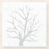 Herfstboom Lino Afdrukken Glazen Onderzetter (Achterkant)