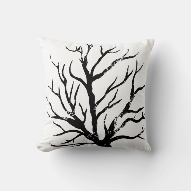 Herfstboom Lino Afdrukken Kussen (Voorkant)