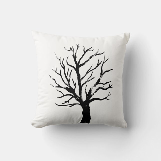 Herfstboom Lino Afdrukken Kussen (Voorkant)