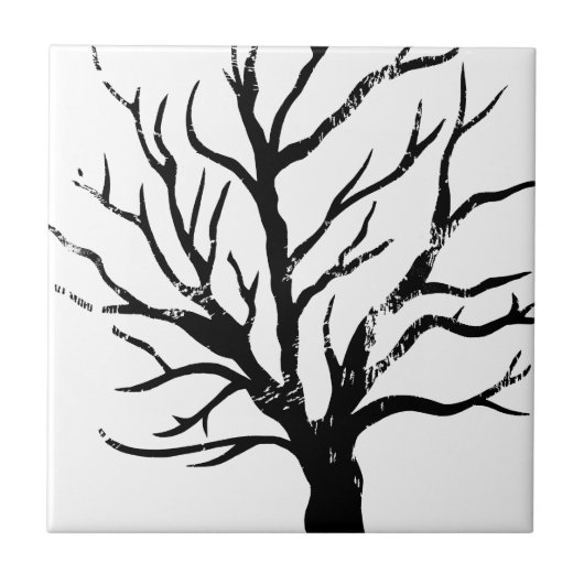 Herfstboom Lino Afdrukken Tegeltje (Voorkant)