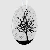 Herfstboom Lino Print Acryl Ornament (voorkant)