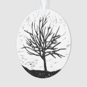 Herfstboom Lino Print Acryl Ornament (voorkant)