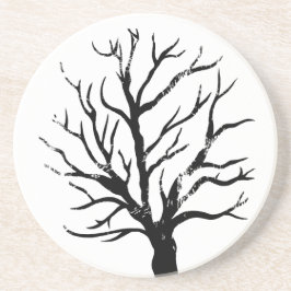 Herfstboom Lino Print Zandsteen Onderzetter