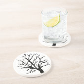 Herfstboom Lino Print Zandsteen Onderzetter (Zijkant)