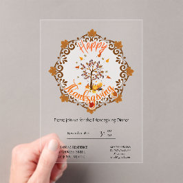 Herfstboom Mandala Herfstloof & Thanksgiving Acryl Uitnodigingen