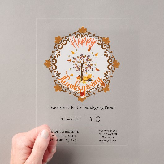 Herfstboom Mandala Herfstloof & Thanksgiving Acryl Uitnodigingen (Insitu (Draagbaar))