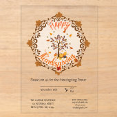 Herfstboom Mandala Herfstloof & Thanksgiving Acryl Uitnodigingen (Voorkant)