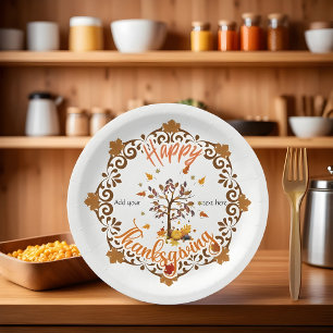 Herfstboom Mandala Herfstloof & Thanksgiving Papieren Bordje
