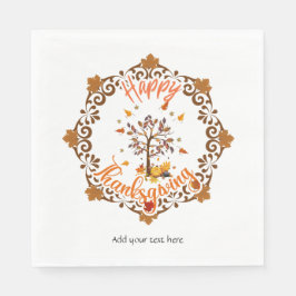 Herfstboom Mandala Herfstloof & Thanksgiving Servet