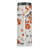 Herfstboom met bladeren en vogels. thermosbeker (Achterkant)