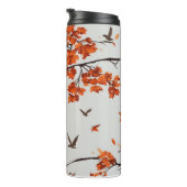 Herfstboom met bladeren en vogels. thermosbeker (Geroteerd rechts)
