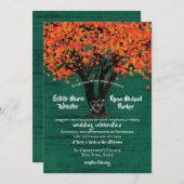 Herfstboom met gebeeldhouwd hart rustieke bruiloft kaart (Voorkant / Achterkant)